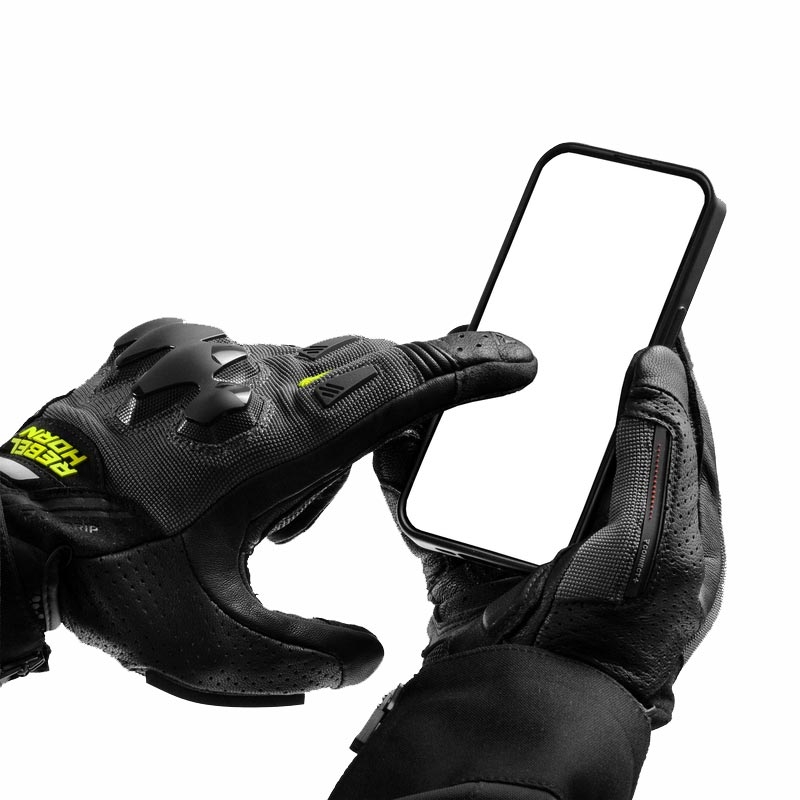 Guanti da moto Rebelhorn Defender nero-grigio-giallo fluo