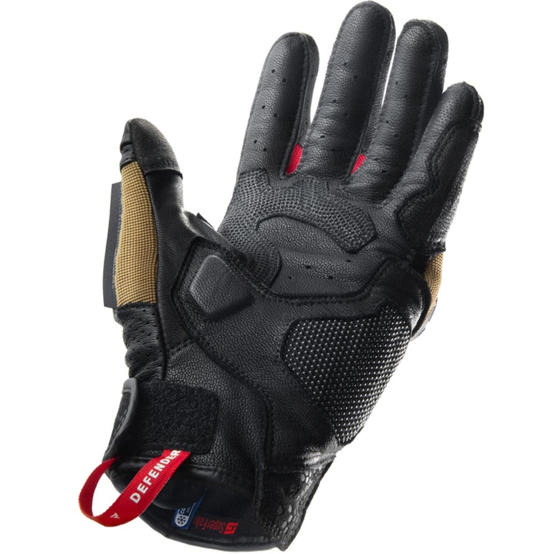 Guanti da moto Rebelhorn Defender sabbia-nero-rosso