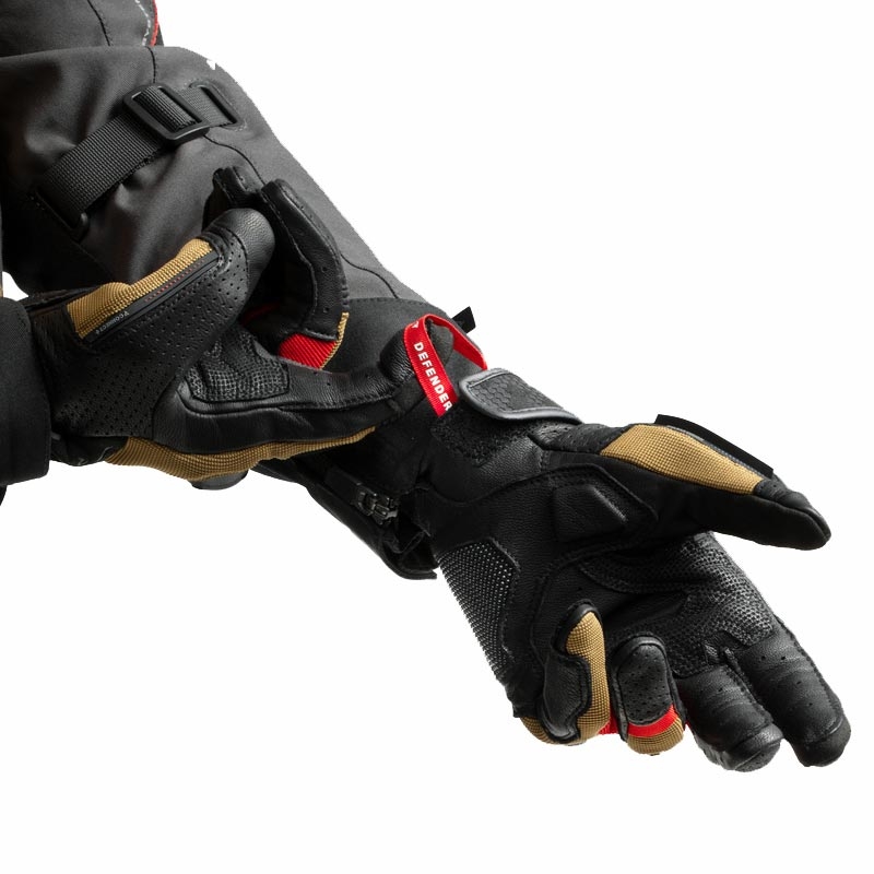 Guanti da moto Rebelhorn Defender sabbia-nero-rosso