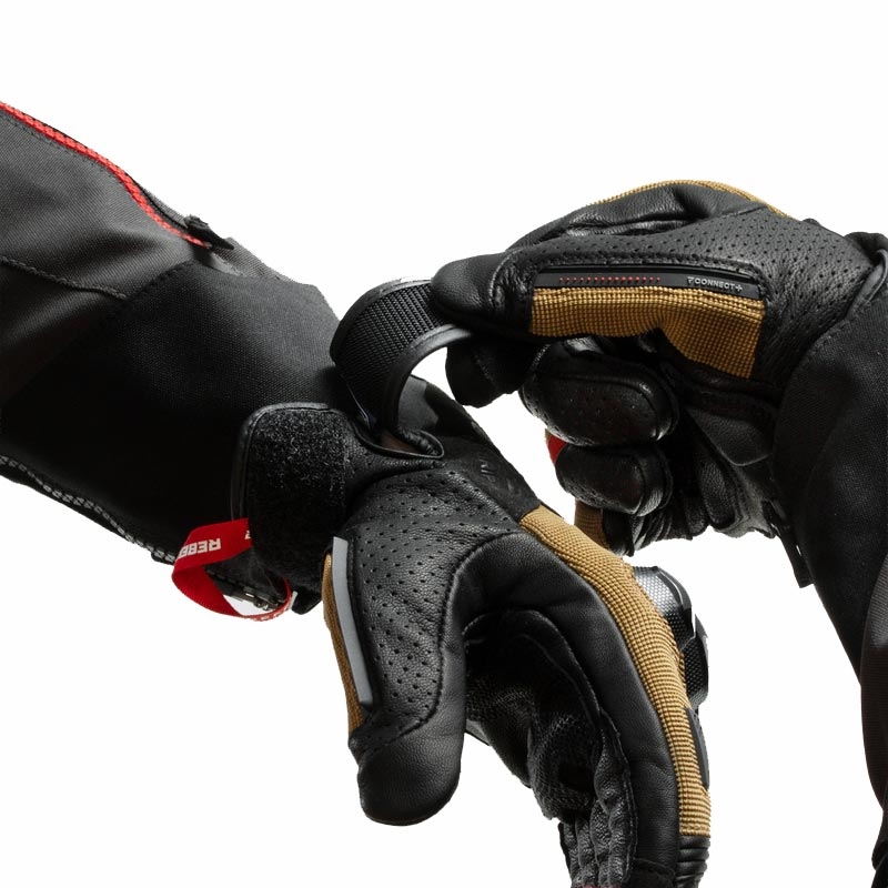 Guanti da moto Rebelhorn Defender sabbia-nero-rosso