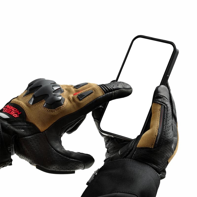 Guanti da moto Rebelhorn Defender sabbia-nero-rosso