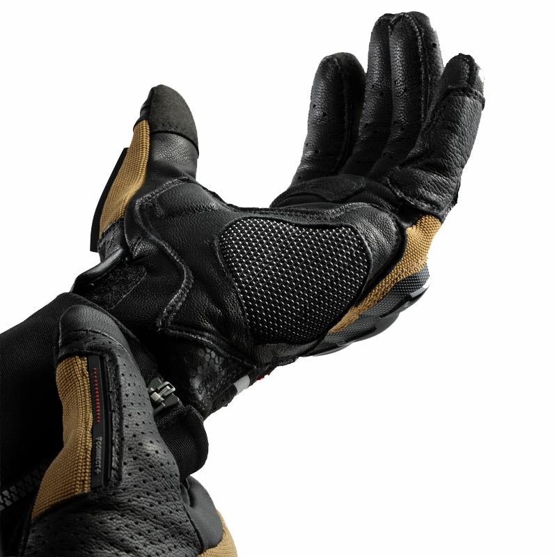 Guanti da moto Rebelhorn Defender sabbia-nero-rosso