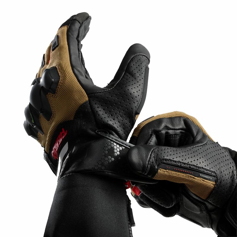 Guanti da moto Rebelhorn Defender sabbia-nero-rosso