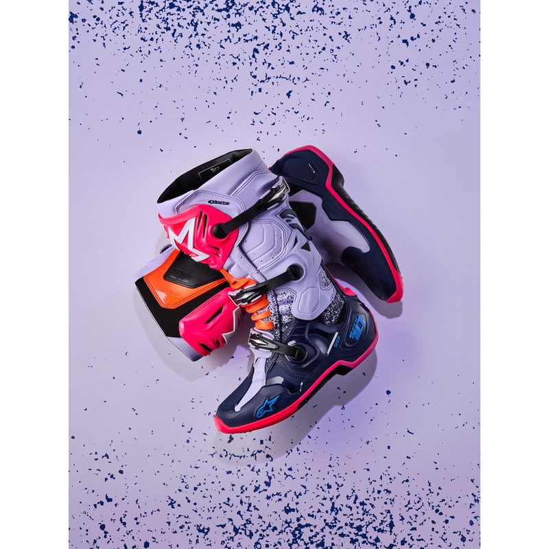 Stivali da motocross Alpinestars TECH 10 Limited Edition Records di colore nero