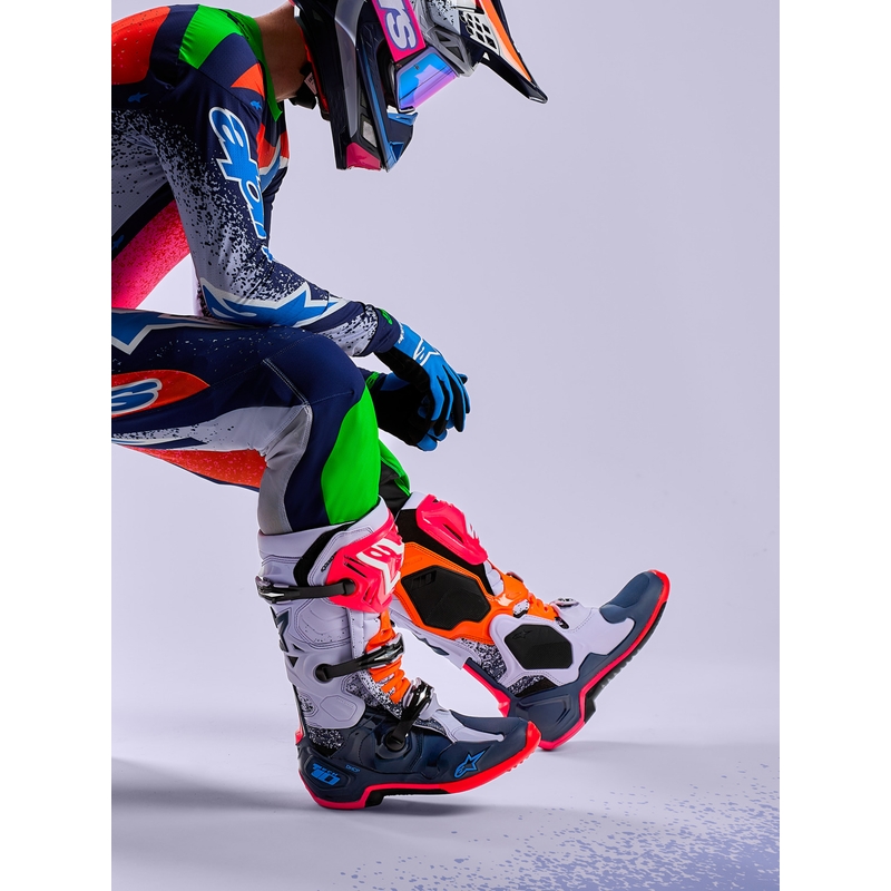 Stivali da motocross Alpinestars TECH 10 Limited Edition Records di colore nero