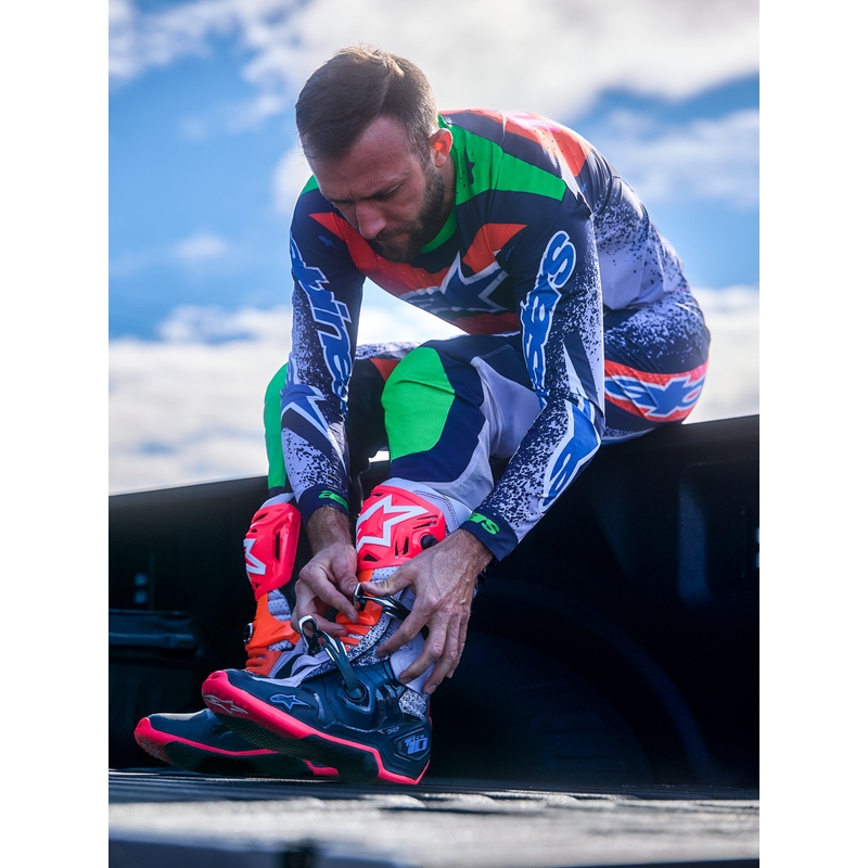 Stivali da motocross Alpinestars TECH 10 Limited Edition Records di colore nero