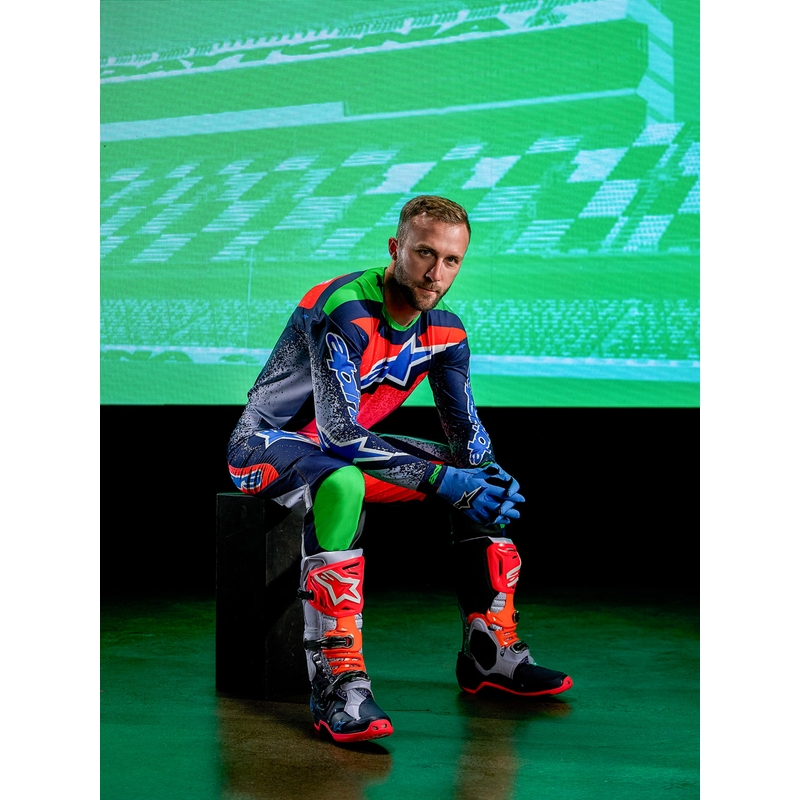 Stivali da motocross Alpinestars TECH 10 Limited Edition Records di colore nero