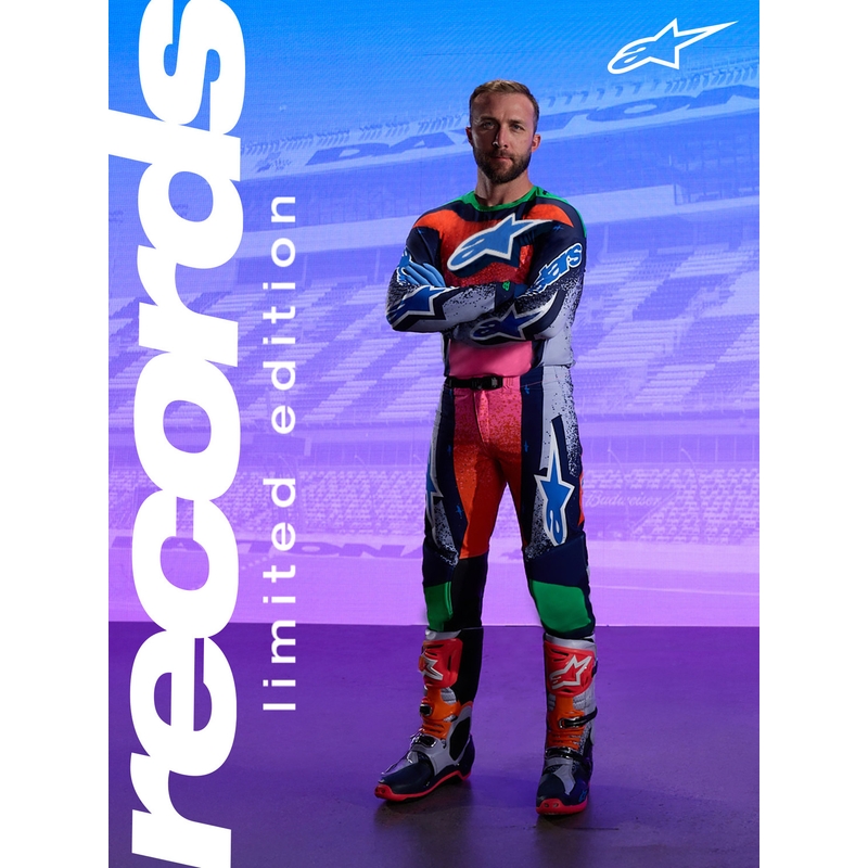 Stivali da motocross Alpinestars TECH 10 Limited Edition Records di colore nero