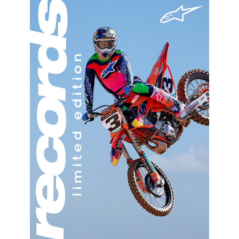 Stivali da motocross Alpinestars TECH 10 Limited Edition Records di colore nero