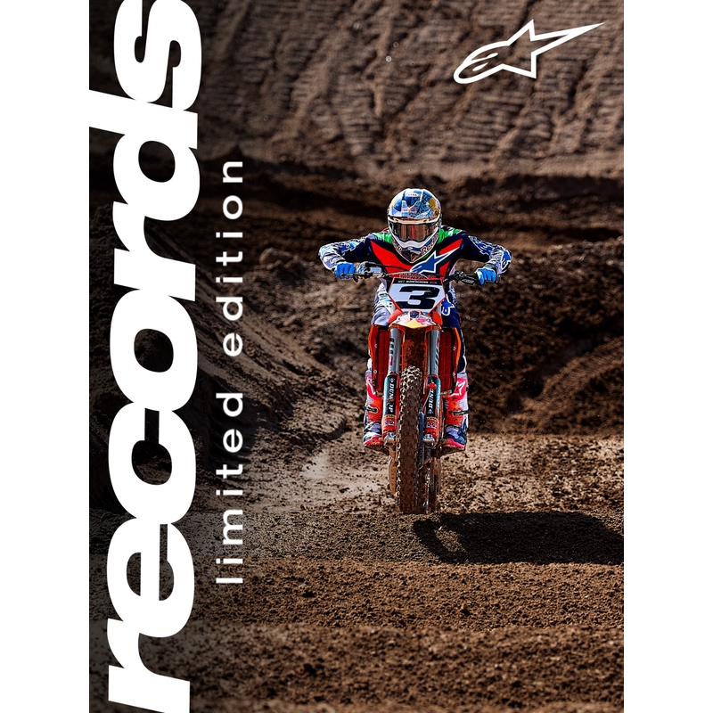 Stivali da motocross Alpinestars TECH 10 Limited Edition Records di colore nero