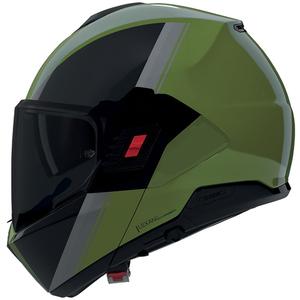 Casco moto apribile Nolan N120-1 Verniciatura Speciale N-COM 354 verde-nero-grigio lucido