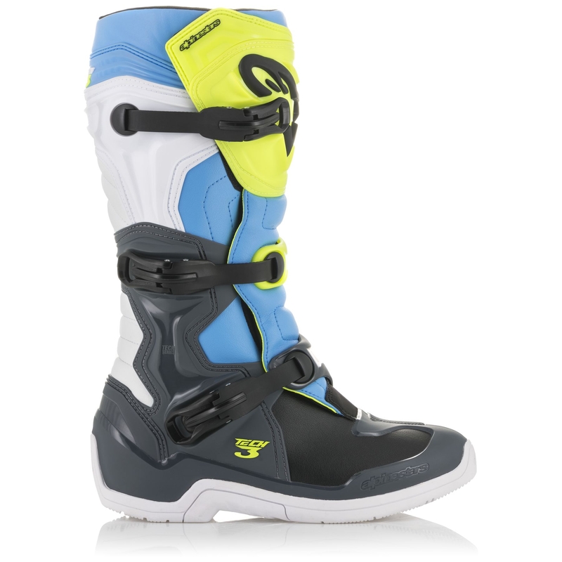 Boty na motorku Alpinestars Tech 3 černo-bílo-modro-fluo žluté