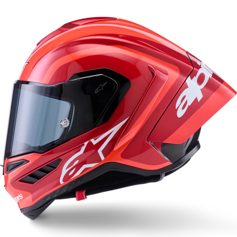 Casco integrale da moto Alpinestars Supertech R10 Arius rosso fluo-rosso-nero-bianco