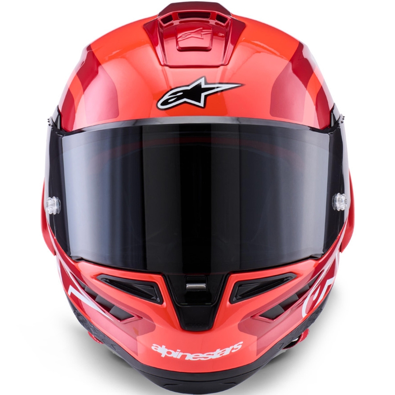 Casco integrale da moto Alpinestars Supertech R10 Arius rosso fluo-rosso-nero-bianco