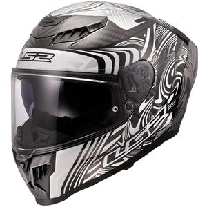 Casco integrale da moto LS2 FF807 Dragon Carbon Enthum, argento lucido