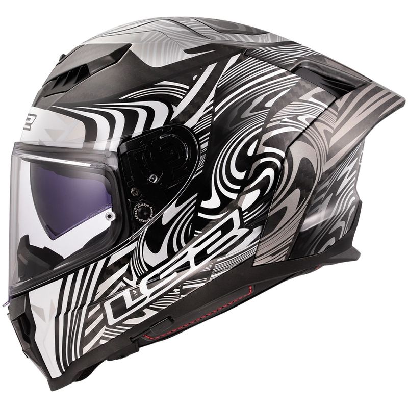 Casco integrale da moto LS2 FF807 Dragon Carbon Enthum, argento lucido