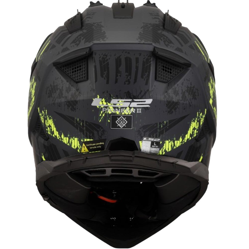 Casco moto enduro LS2 MX702 PIONEER II CRAZY nero-giallo fluo