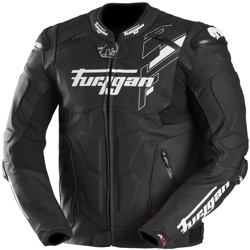 Giacca da moto in pelle Furygan Raptor Evo 3, nera e bianca