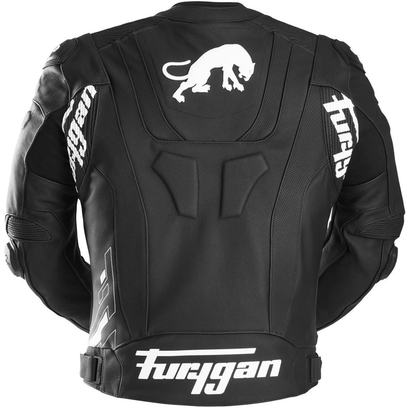 Giacca da moto in pelle Furygan Raptor Evo 3, nera e bianca