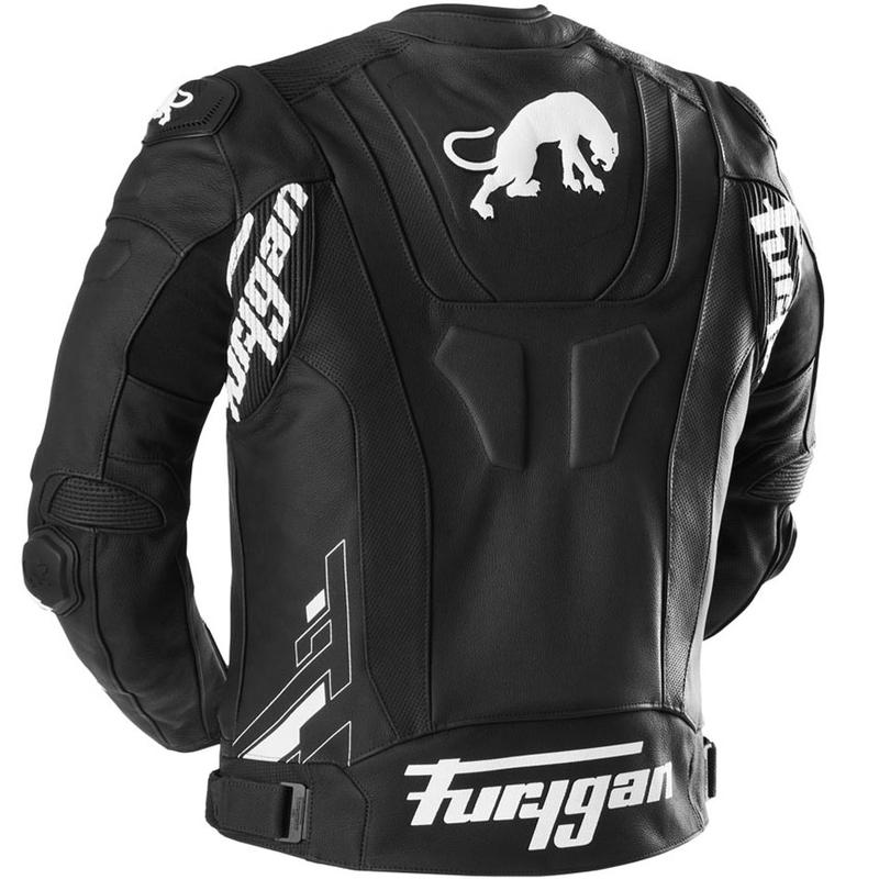 Giacca da moto in pelle Furygan Raptor Evo 3, nera e bianca