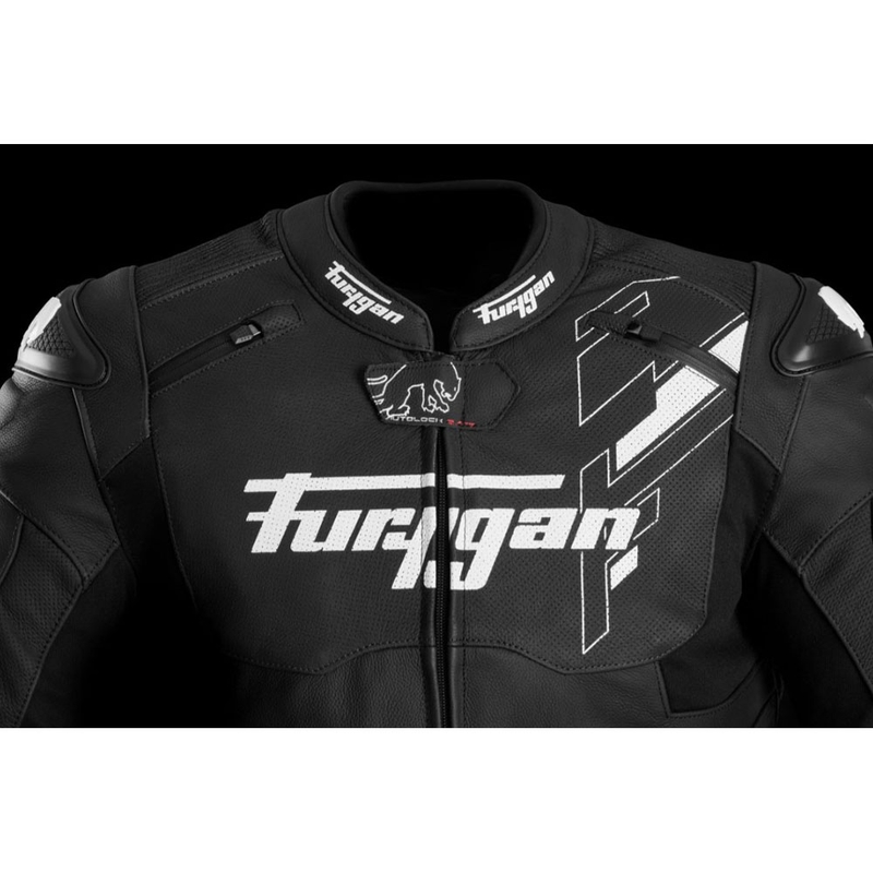 Giacca da moto in pelle Furygan Raptor Evo 3, nera e bianca