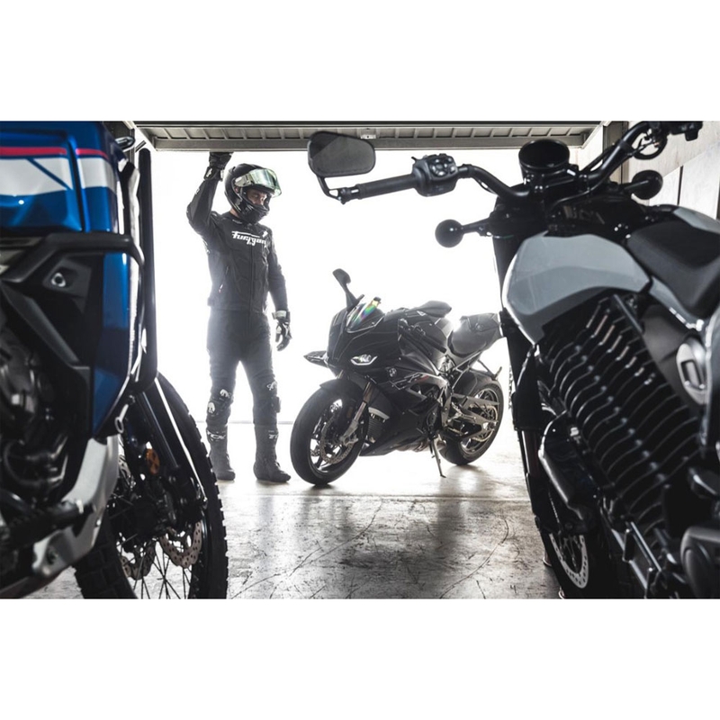 Giacca da moto in pelle Furygan Raptor Evo 3, nera e bianca