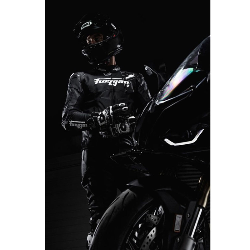 Giacca da moto in pelle Furygan Raptor Evo 3, nera e bianca