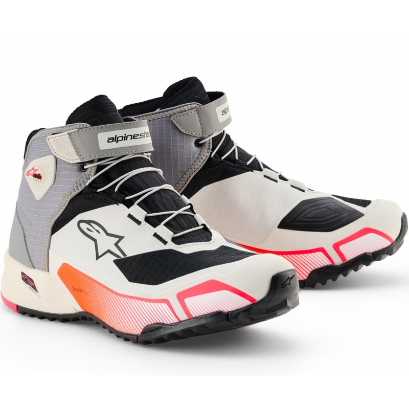 Stivali da moto Alpinestars Stella CR-X Drystar da donna Bianco-Grigio chiaro-Nero-Rosa fluo