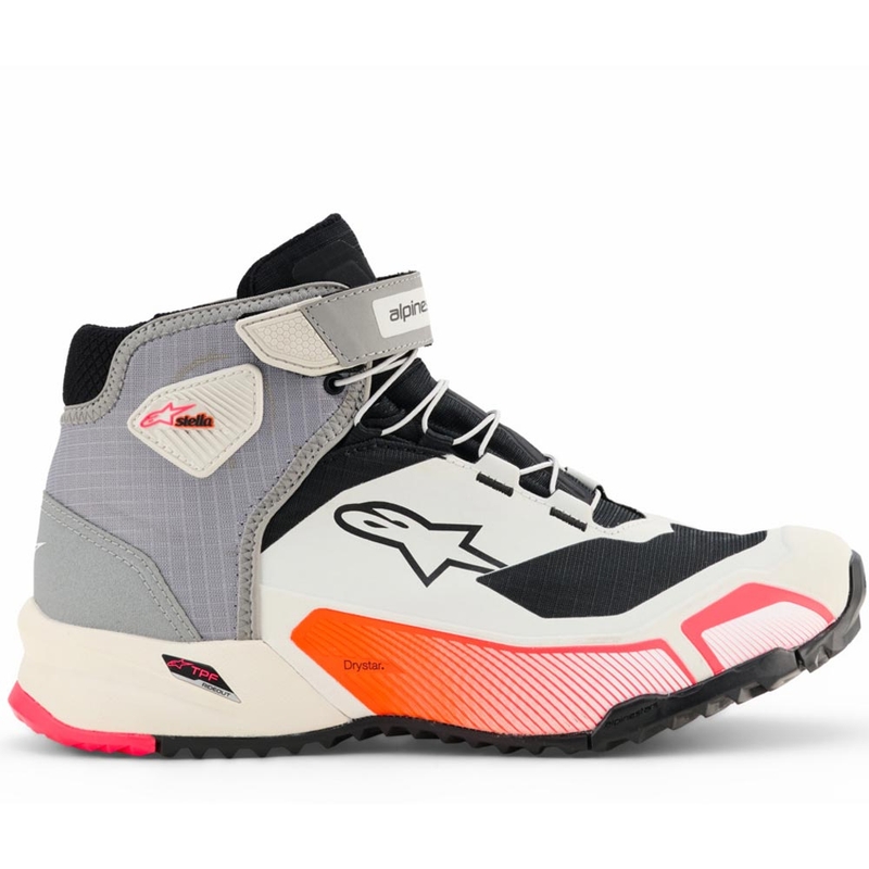 Stivali da moto Alpinestars Stella CR-X Drystar da donna Bianco-Grigio chiaro-Nero-Rosa fluo