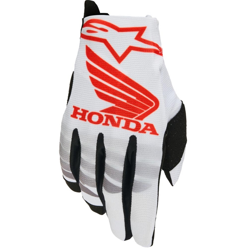 Collezione di guanti da motocross Alpinestars Radar Honda bianco-nero-rosso
