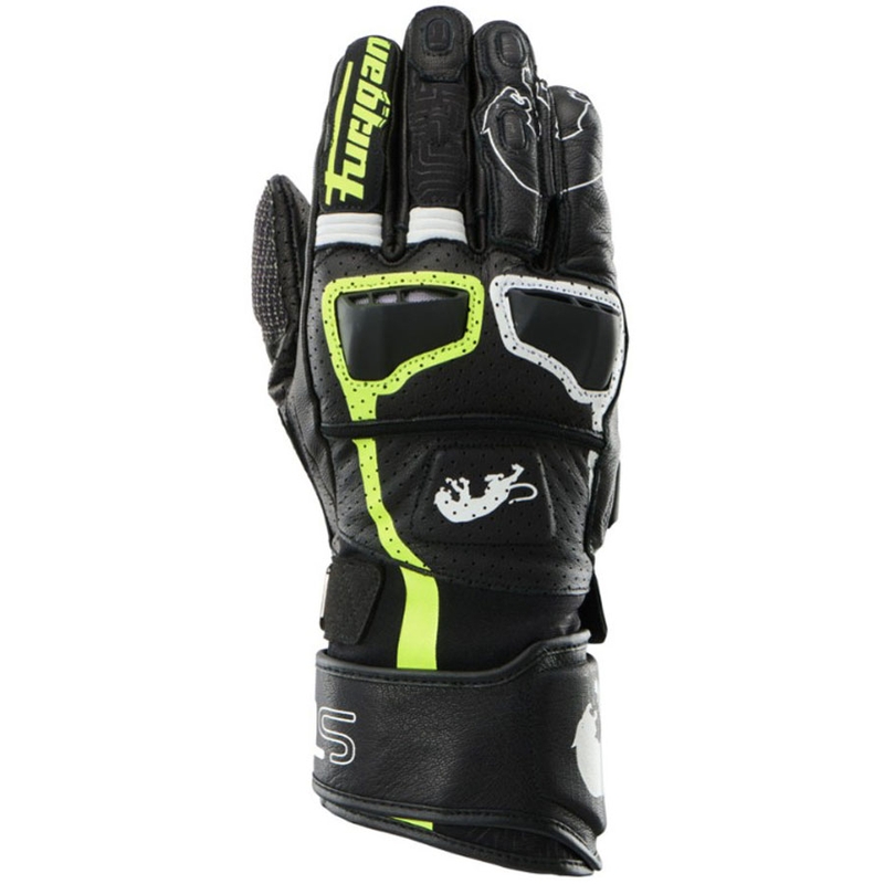 Guanti da moto Furygan STYG 15 ventilati neri-bianchi-giallo fluo