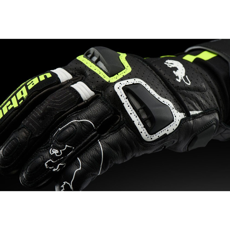 Guanti da moto Furygan STYG 15 ventilati neri-bianchi-giallo fluo