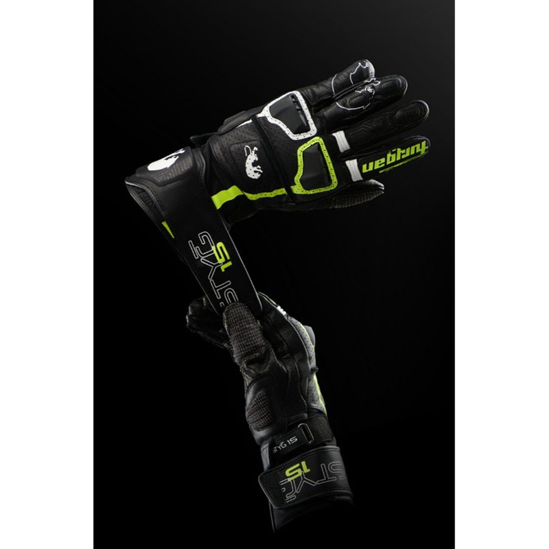 Guanti da moto Furygan STYG 15 ventilati neri-bianchi-giallo fluo