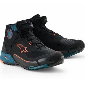 Stivali da moto Alpinestars CR-X Drystar nero-blu-arancione fluo