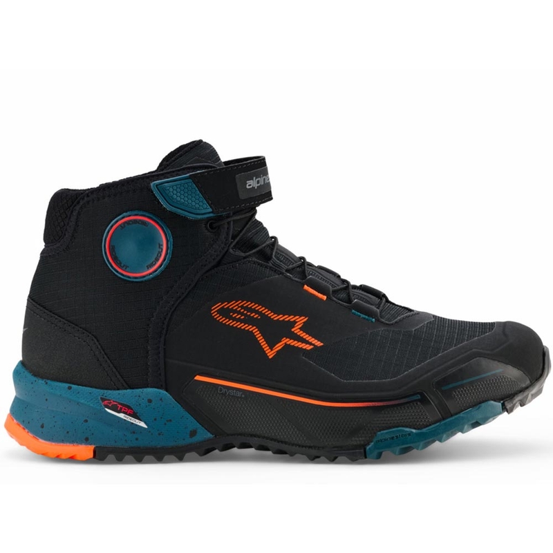 Stivali da moto Alpinestars CR-X Drystar nero-blu-arancione fluo