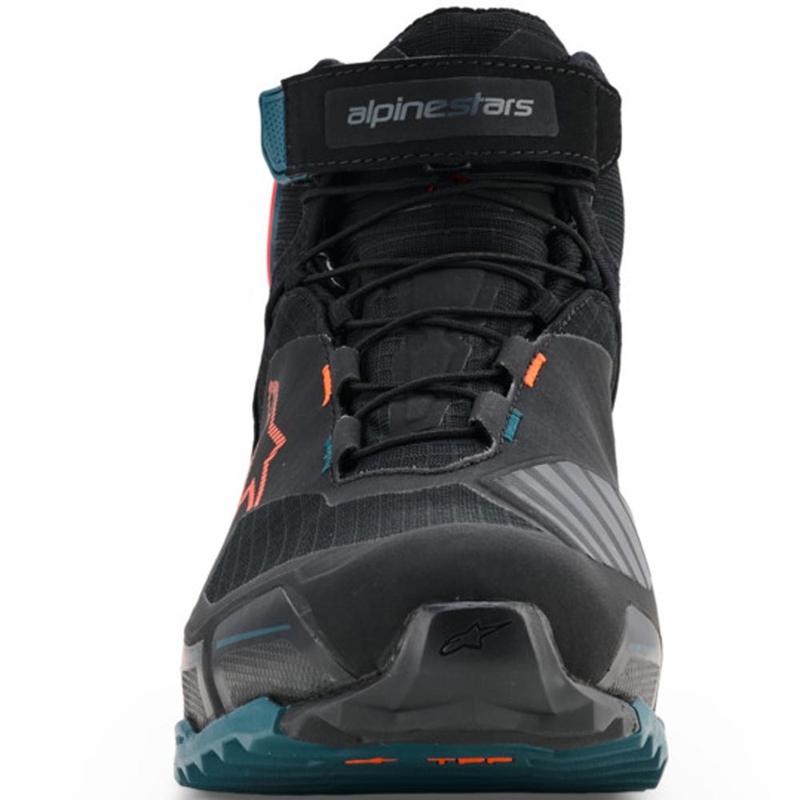 Stivali da moto Alpinestars CR-X Drystar nero-blu-arancione fluo