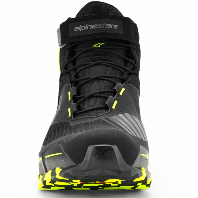 Stivali da moto Alpinestars CR-X Drystar nero-grigio scuro-giallo fluo