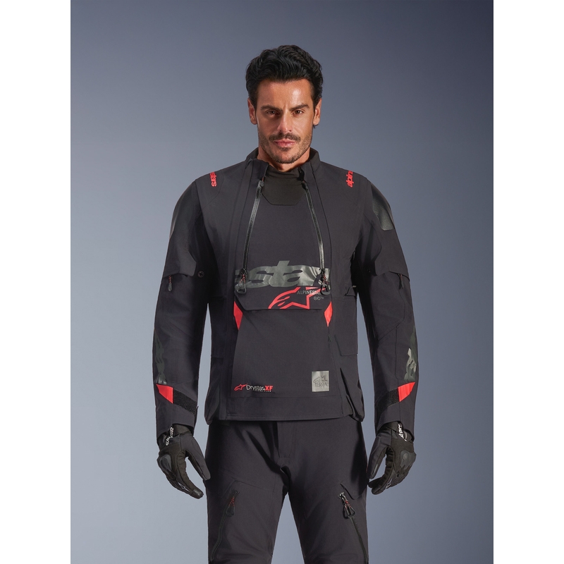 Giacca da moto Alpinestars Halo PRO Drystar XF nero-grigio scuro-rosso