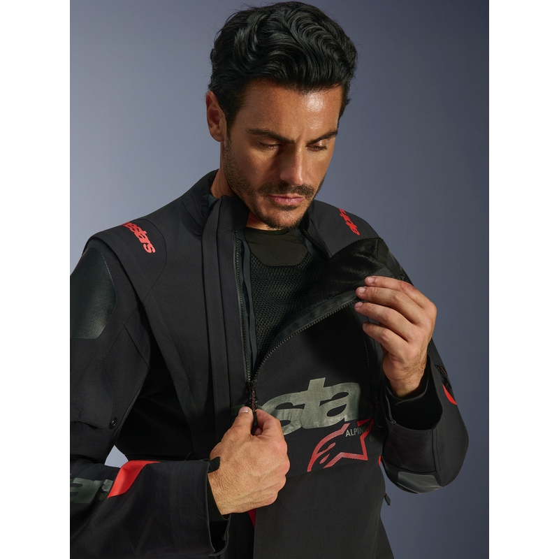 Giacca da moto Alpinestars Halo PRO Drystar XF nero-grigio scuro-rosso