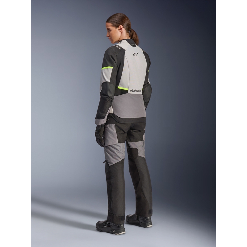 Giacca da moto da donna Alpinestars Stella Andes V4 Drystar Grigio scuro-Grigio chiaro-Nero-Giallo fluo