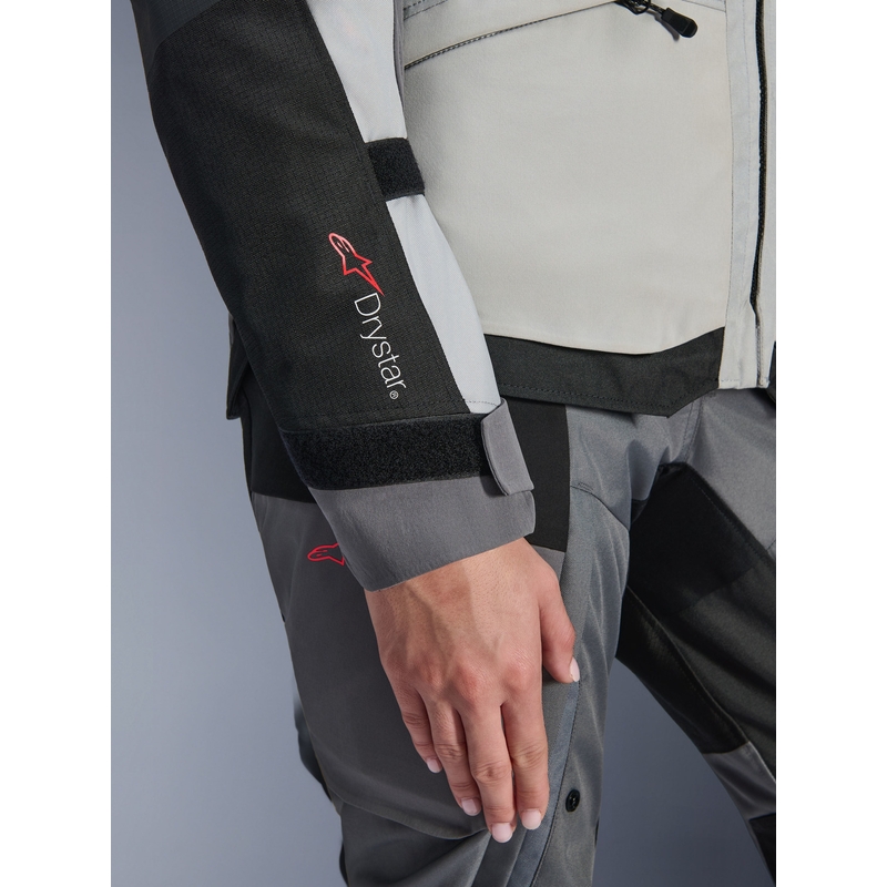 Giacca da moto da donna Alpinestars Stella Andes V4 Drystar Grigio scuro-Grigio chiaro-Nero-Giallo fluo