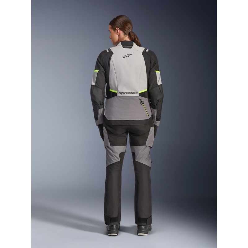 Giacca da moto da donna Alpinestars Stella Andes V4 Drystar Grigio scuro-Grigio chiaro-Nero-Giallo fluo