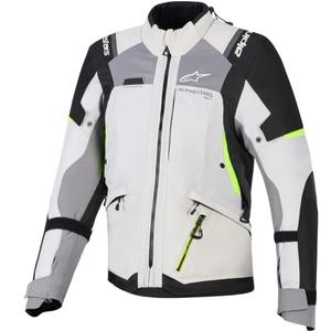 Giacca da moto da donna Alpinestars Stella Andes V4 Drystar Grigio scuro-Grigio chiaro-Nero-Giallo fluo