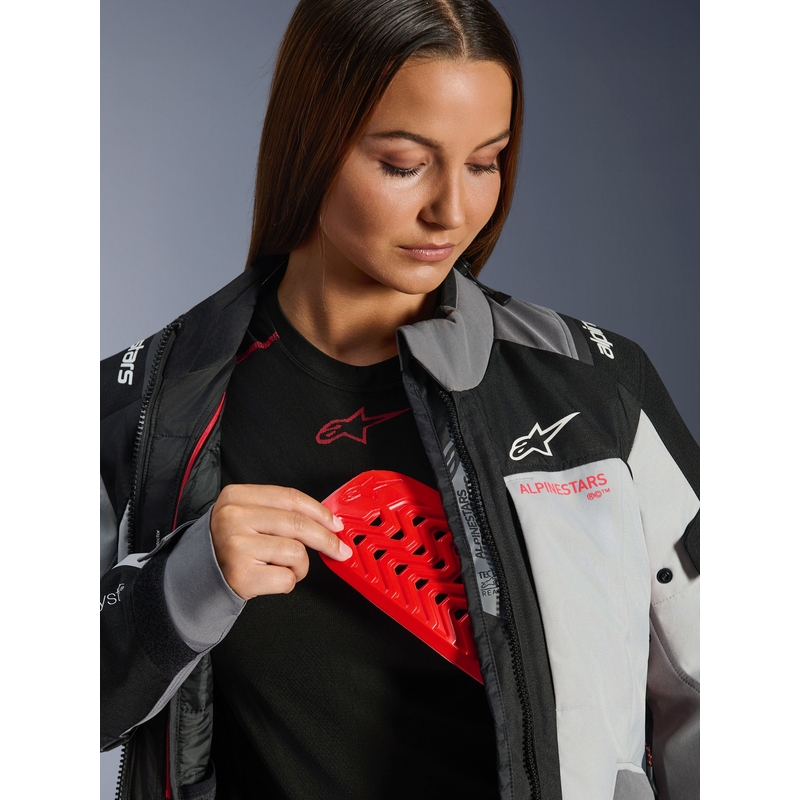Giacca da moto da donna Alpinestars Stella Andes V4 Drystar Grigio scuro-Grigio chiaro-Nero-Rosso