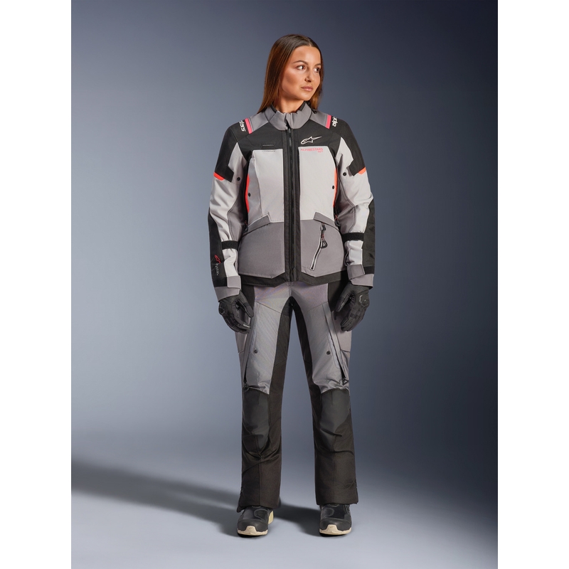 Giacca da moto da donna Alpinestars Stella Andes V4 Drystar Grigio scuro-Grigio chiaro-Nero-Rosso