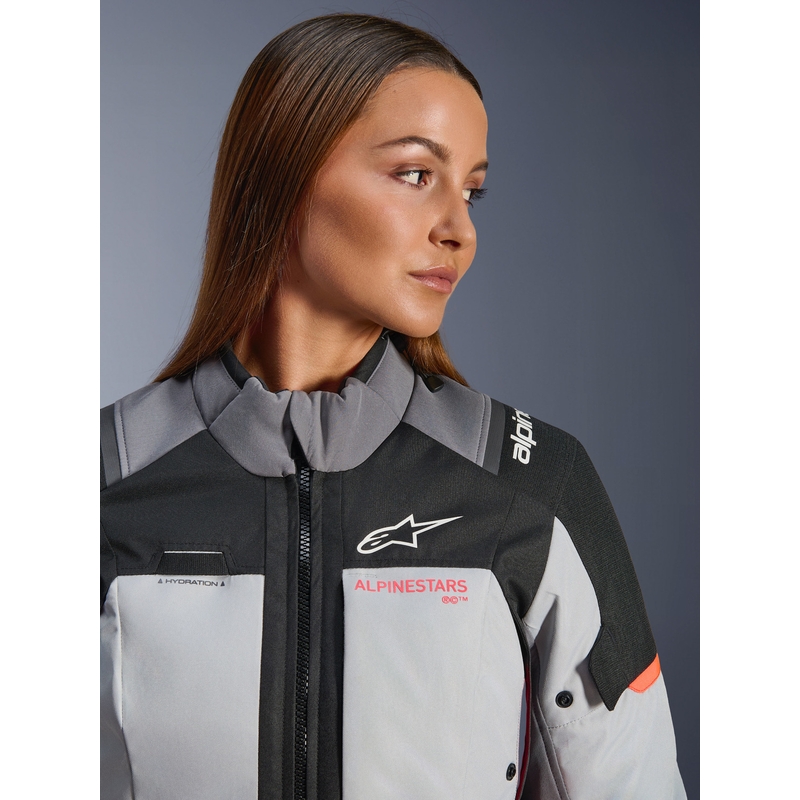 Giacca da moto da donna Alpinestars Stella Andes V4 Drystar Grigio scuro-Grigio chiaro-Nero-Rosso