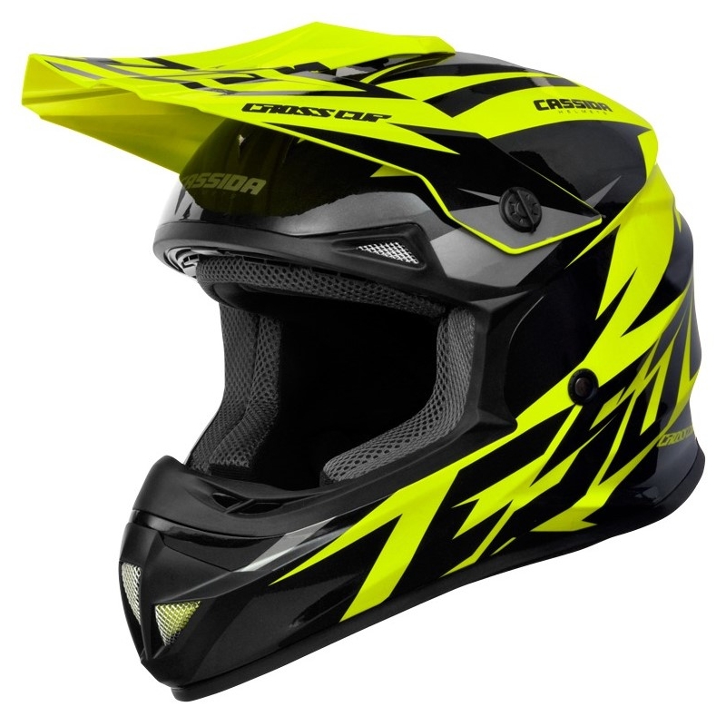Casco cross Cassida Cross Cup Two nero-grigio-giallo fluo