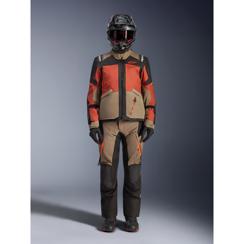 Giacca da moto Alpinestars Andes V4 Drystar marrone chiaro-arancione scuro-nero