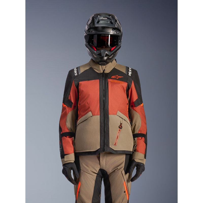 Giacca da moto Alpinestars Andes V4 Drystar marrone chiaro-arancione scuro-nero