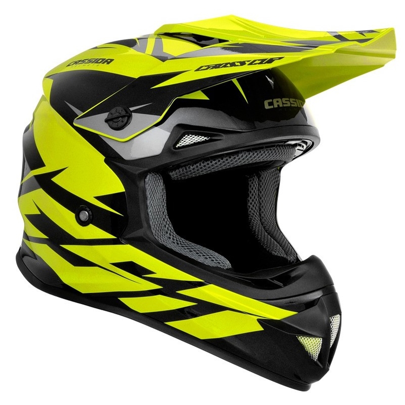Casco cross Cassida Cross Cup Two nero-grigio-giallo fluo